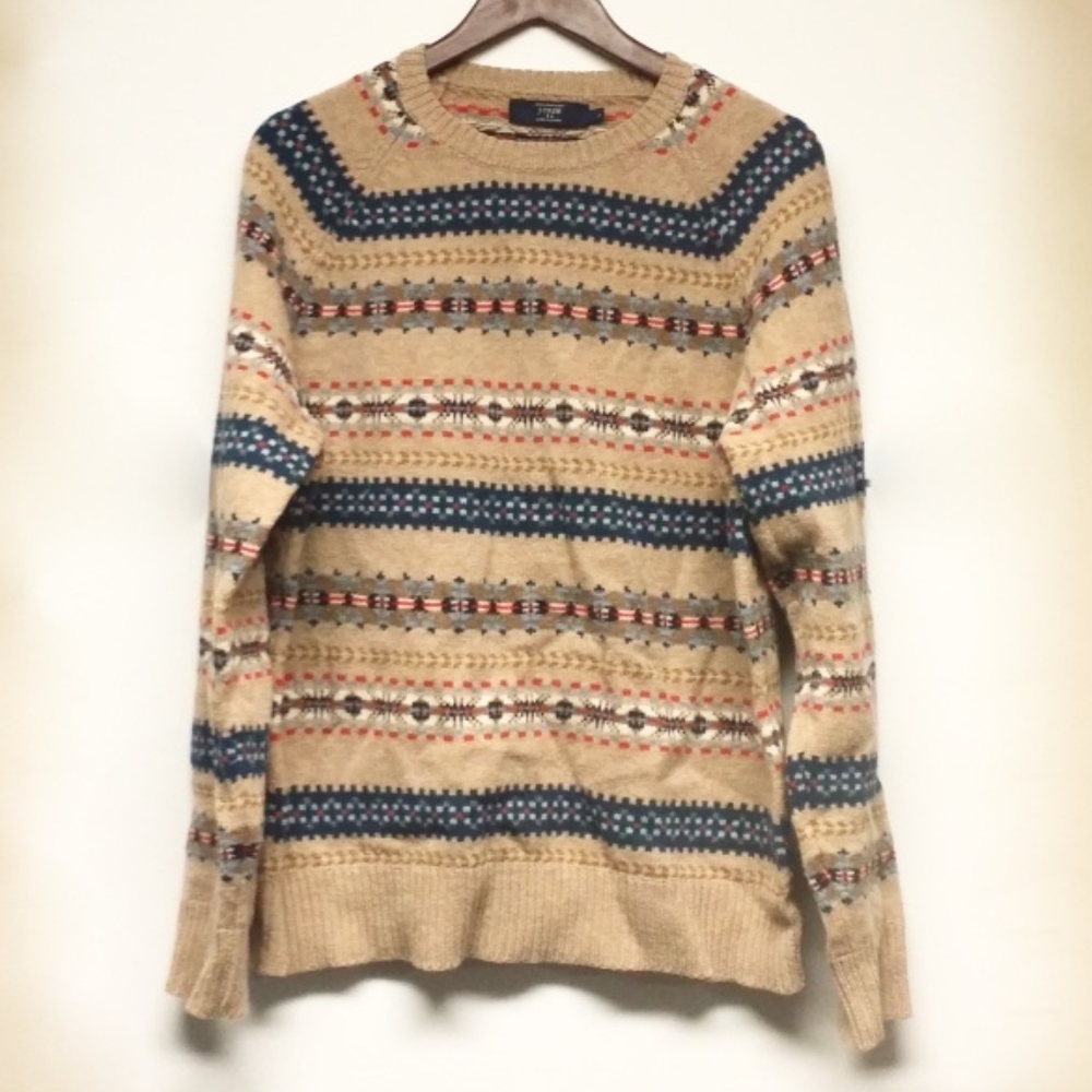 SOLD!-J CREW Traditional Motif Crew Wool Sweater L - Picture 2 of 3